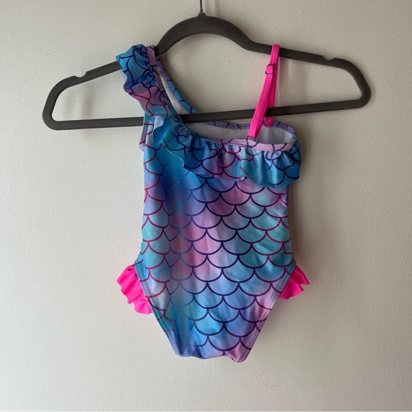 🌼 5/$25 Toddler Mermaid One-Shoulder Swimsuit Size 90 | Ruffle Bathing Suit - Picture 3 of 6